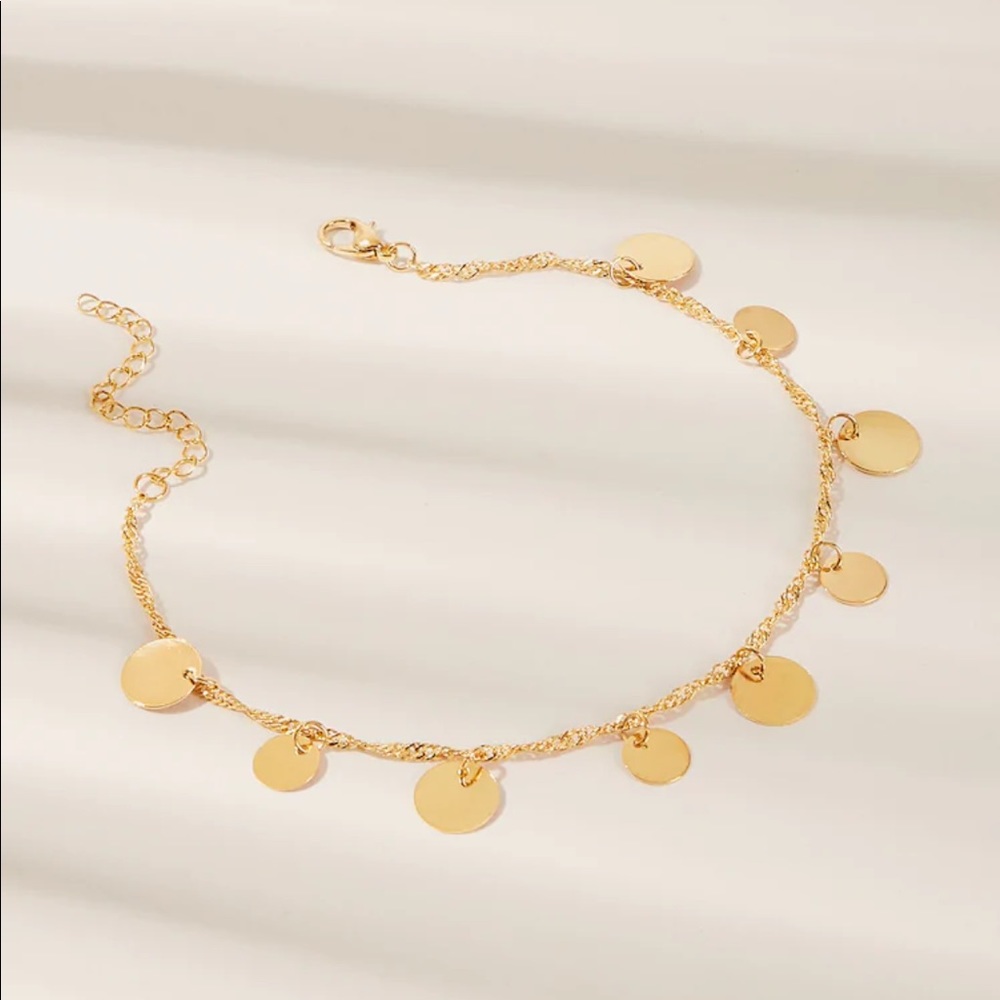 LAST ONE SALE Gold Disc Anklet / Bracelet - Picture 2 of 5